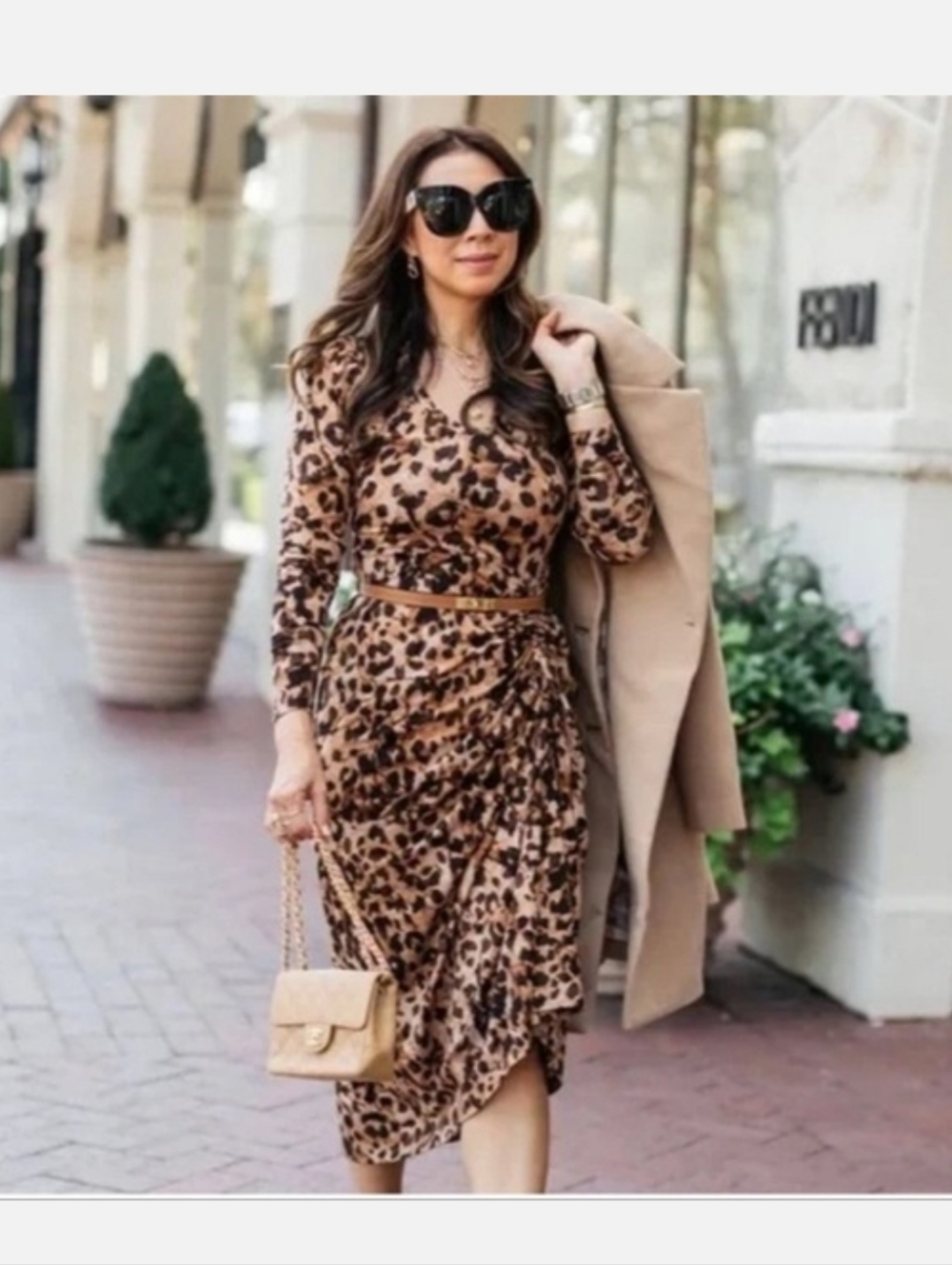 CAbi Selma Dress, brown/black Leopard Print, Size: XS